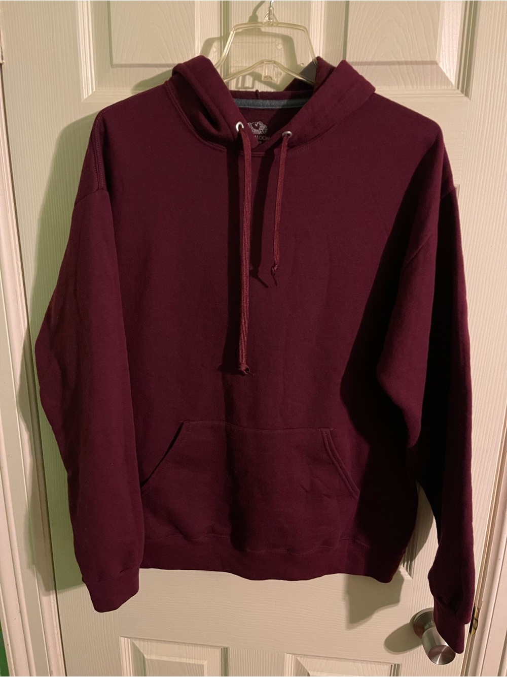 Men's Classic Fleece Fruit Of The Loom Burgundy Pullover Hoodie - Large